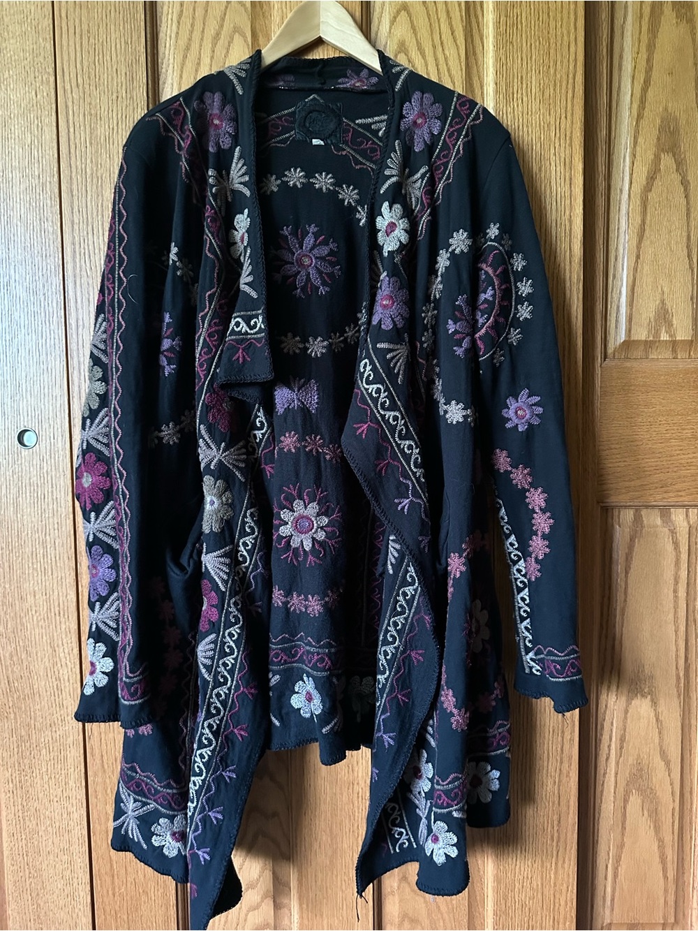 Biya by Johnny Was Black Embroidered Cardigan